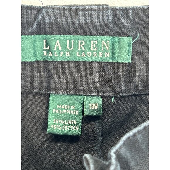 Lauren Ralph Lauren Shorts Womens Black 18W Plus Linen Blend Cargo - Picture 4 of 7